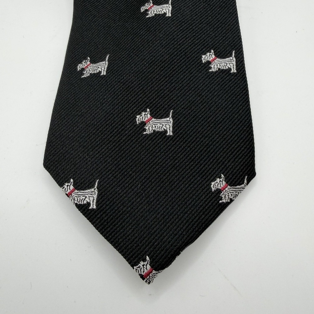 Lauren Ralph Lauren Men's Tie Black Scottish TerrierScottie Dog 100% Silk